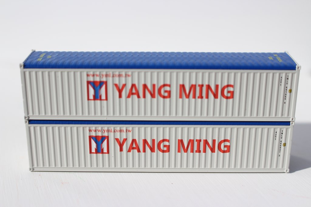 JTC Model Trains 402005 N Yang Ming 40' Gray Open Top Container (Pack of 2)