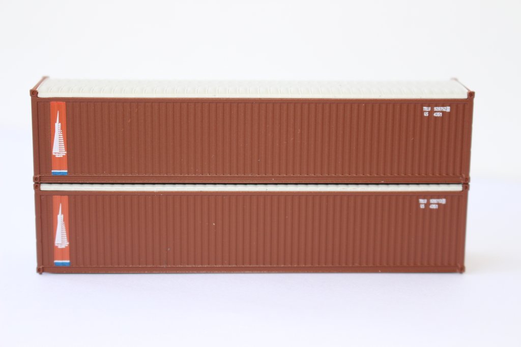 JTC Model Trains 402410 N Transamerica 40'' Canvas/Open Top Container (Pack of 2