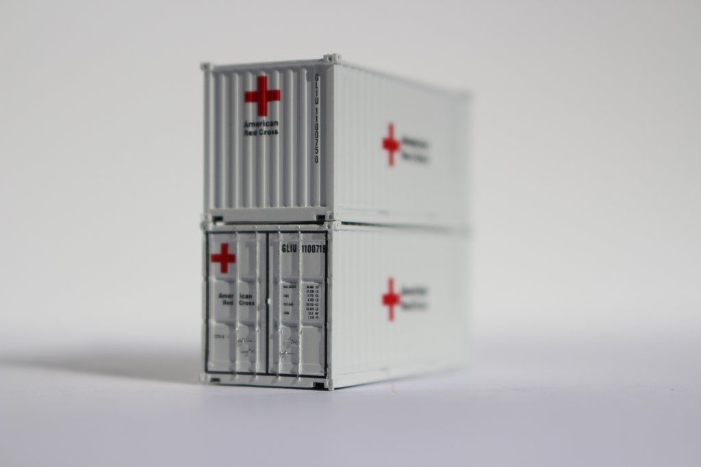 JTC Model Trains FMS10&11 N American Red Cross 20' Std Container (Pack of 2)