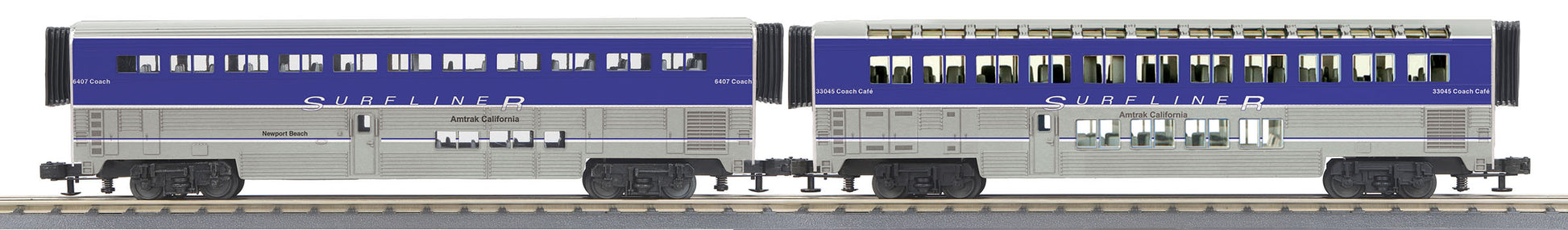 MTH 30-6533 O Amtrak Surfliner O-31 SuperLiner Coach/Lounge Set (Set of 2)