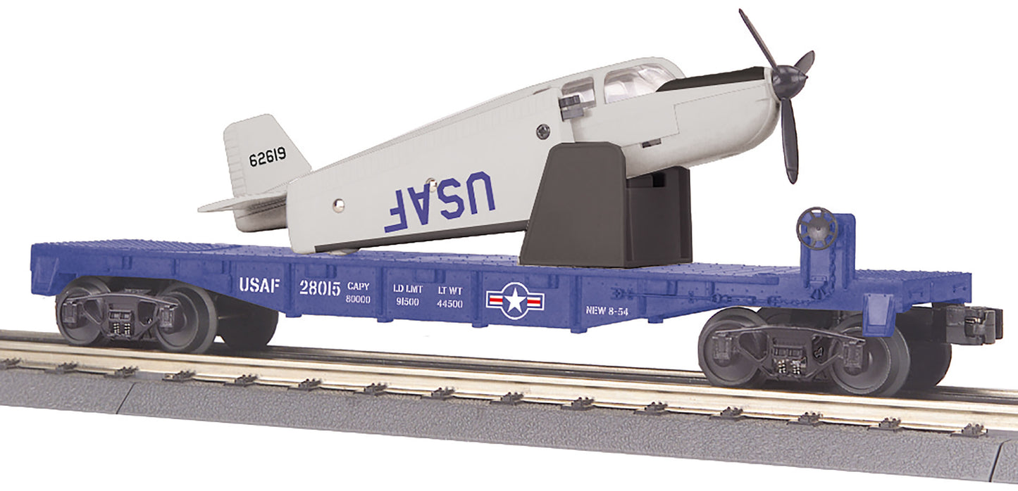 MTH 30-76764 O U.S. Airforce RailKing Flatcar with Airplane #28015