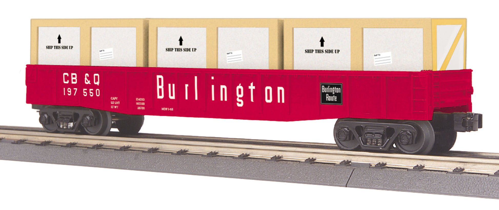 MTH 30-72174 O Burlington Northern Santa Fe Gondola with Crate Load
