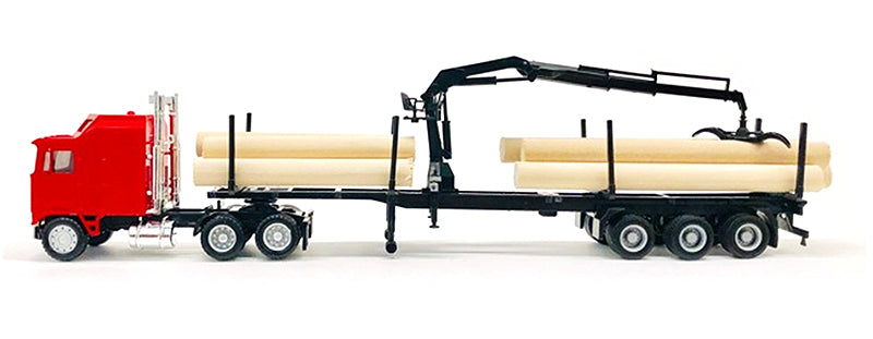 Promotex 006576R 1:87 Red Kenworth K100 COE Log Truck with Hoist