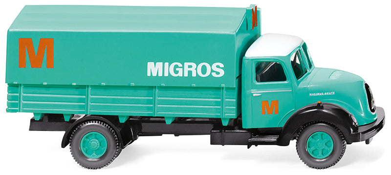 Wiking 042602 1:87 Migros - Magirus Sirius Flatbed Truck