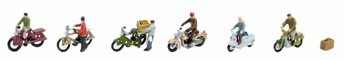 TomyTec 259527 N Motorcycles and Bicycles with Riders Figures (Set of 6)