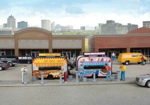 Walthers 949-2905 HO Ice Cream & Hot Dog Food Trailers Kit