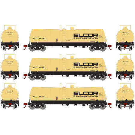 Athearn 16661 HO GATX/Elcor Ready-to-Run 16,000-Gallon Tank #1 (Pack of 3)