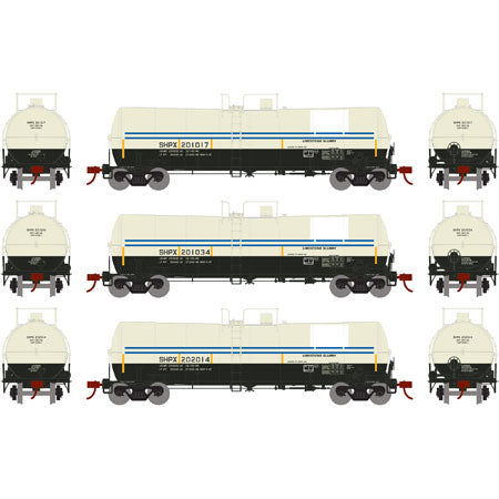 Athearn 16669 HO SHPX/Ex-OMYA Ready-to-Run 16,000-Gallon Tank #1 (Pack of 3)