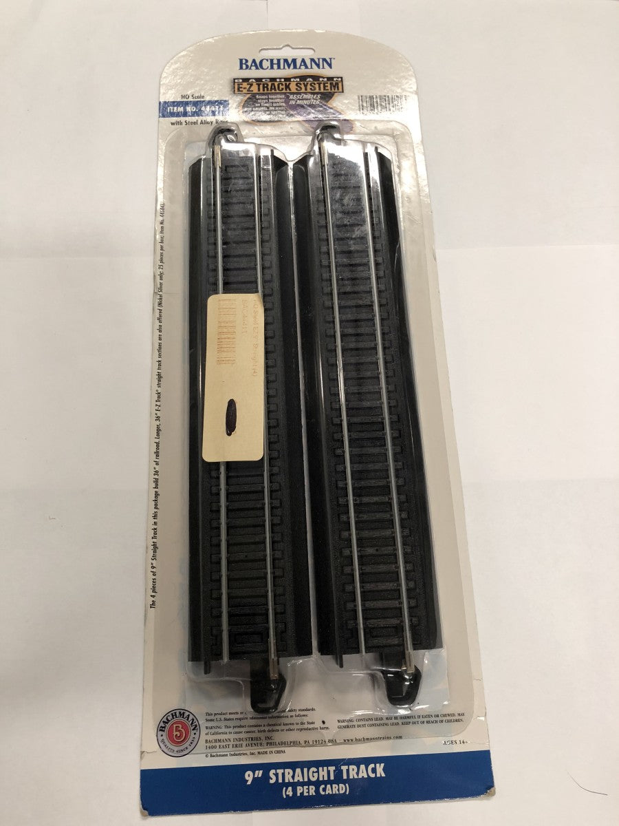 Bachmann 44411 HO Steel Alloy 9" Straight E-Z Track Sections (Pack of 4)