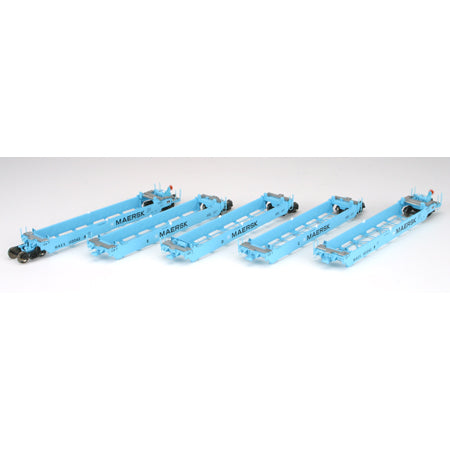 Athearn 95037 HO Maersk Maxi I Well Car/Early Ready-To-Run #100042 (Pack of 5)