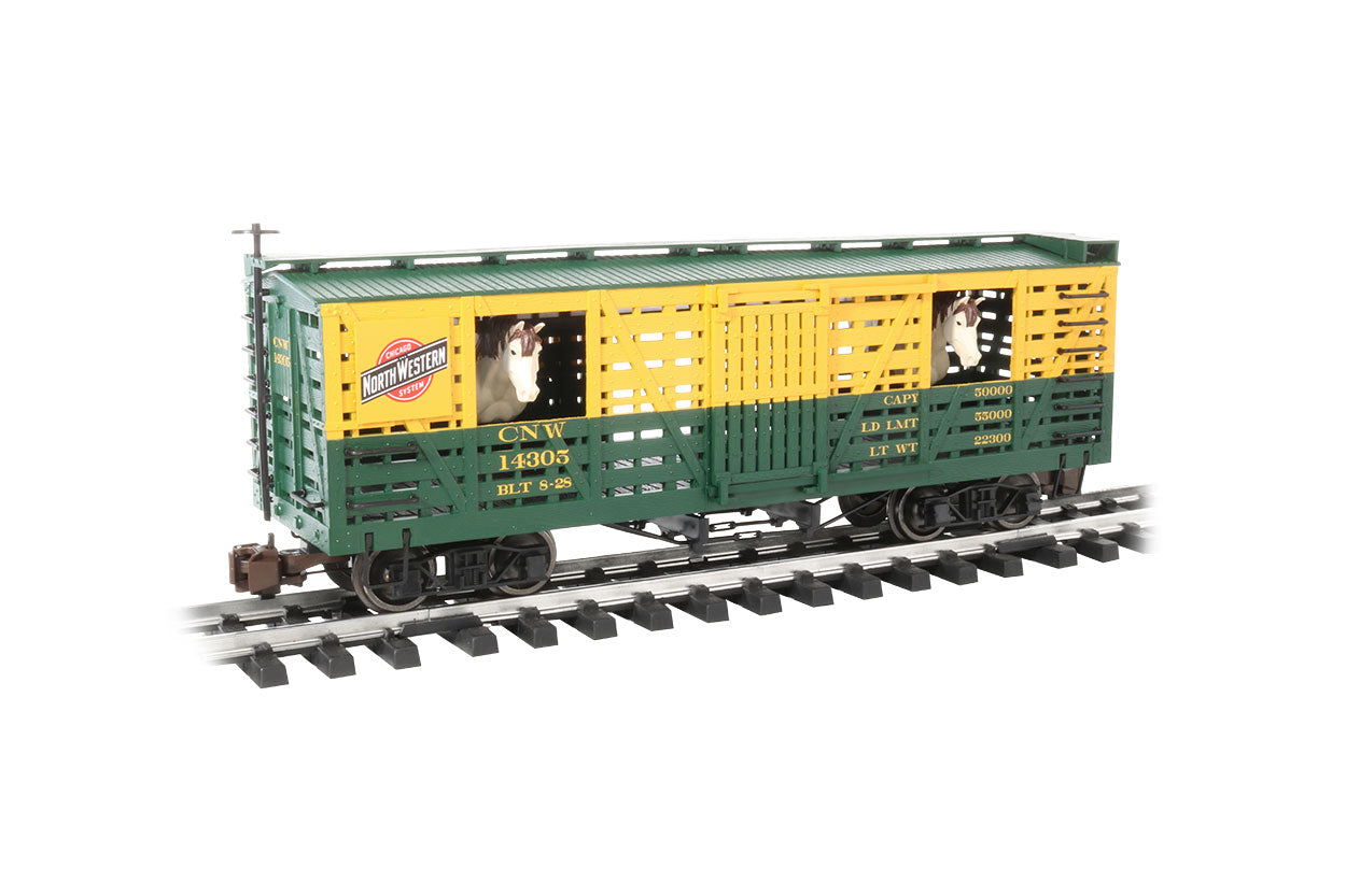 Bachmann 98705 G Chicago and North Western Animated Stock Car with Horses