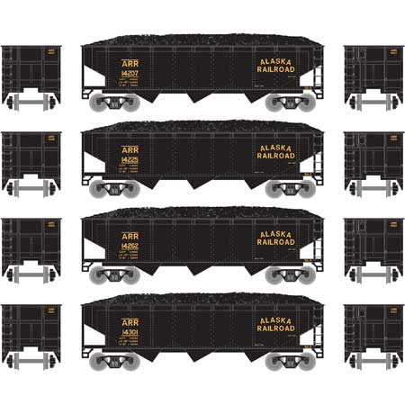 Athearn 5123 N Alaska Railroad 40' 3-Bay Offset Hopper with Load #2 (Pack of 4)