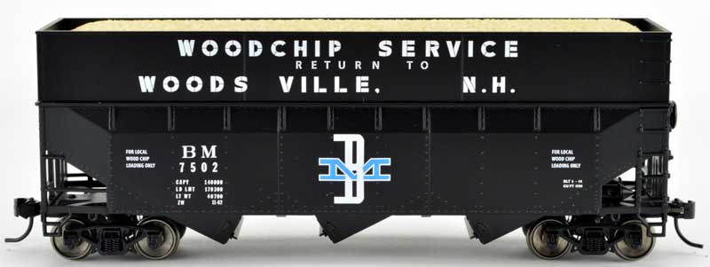 Bowser 41956 HO Boston & Maine 70-Ton Offset Wood Chip Hopper Car #7516
