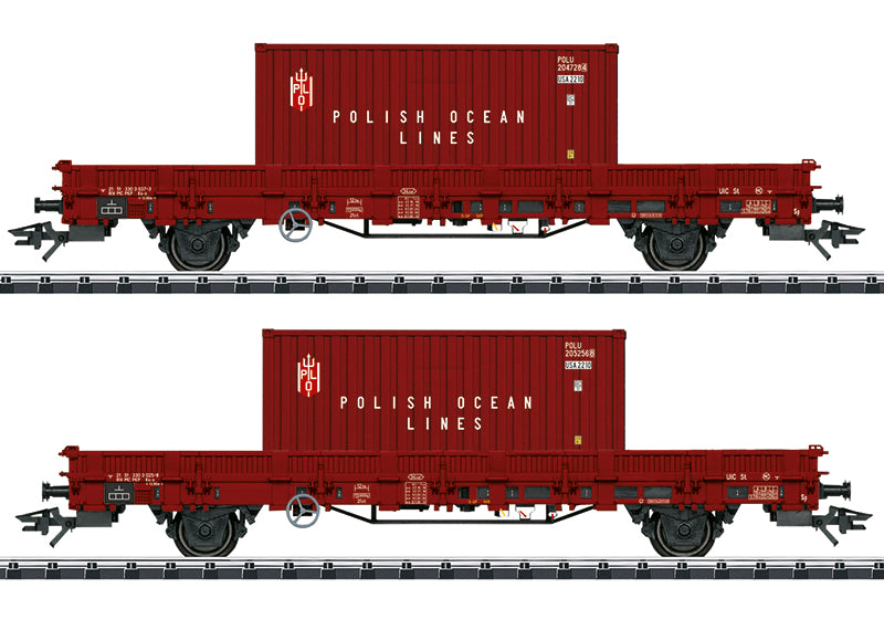 Trix 24555 HO Polish State Railroad Type 24Z (Ks-x) 2-Axle Stake Car (Set of 2)