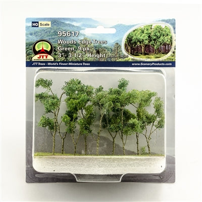 JTT Scenery Products 95617 HO 3"-3.5" Green Woods Edge Trees (Pack of 9)