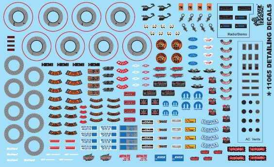 Gofer Racing 11065 1:24-1:25 Car Detailing Decals (Under the Hood, Brake