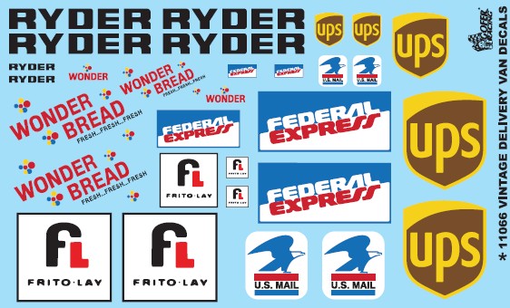 Gofer Racing 11066 1:24-1:25 Delivery Van Decals: Ryder, FedEx, UPS and