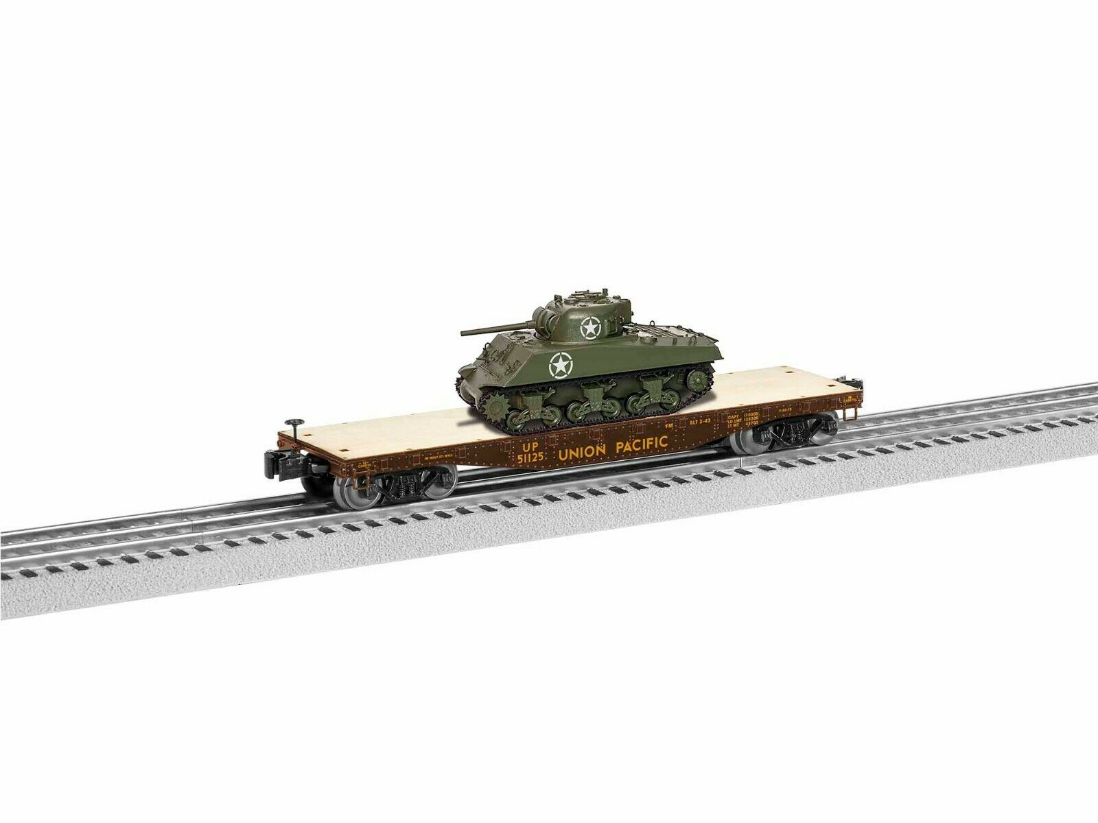 Lionel 1926741 O Union Pacific 40' Flatcar with Sherman Tank #51125