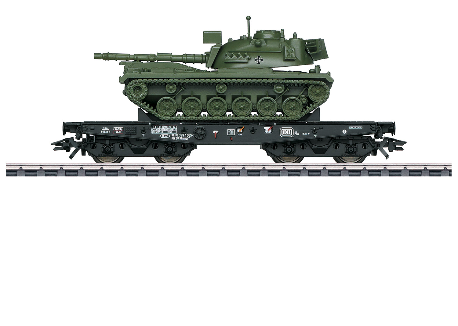 Marklin 48798 HO German Federal Railroad Rlmmps 650 Heavy-Duty Flatcar w/ M-48