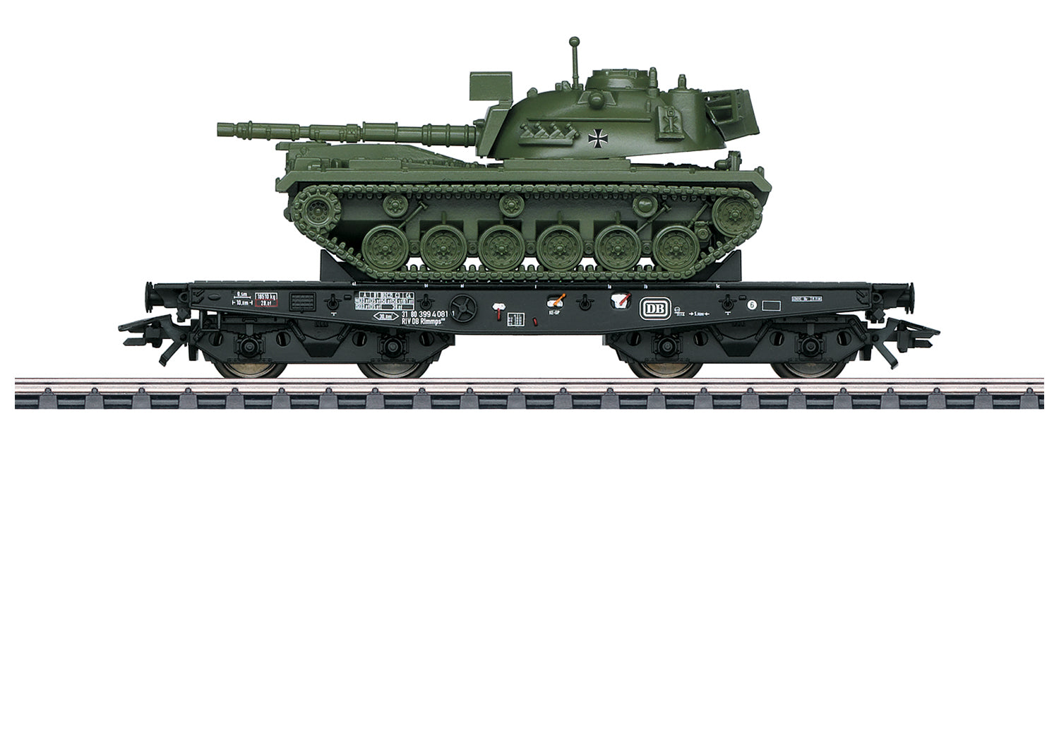 Marklin 48796 HO German Federal Railroad Rlmmps 650 Heavy-Duty Flatcar w/ M-48