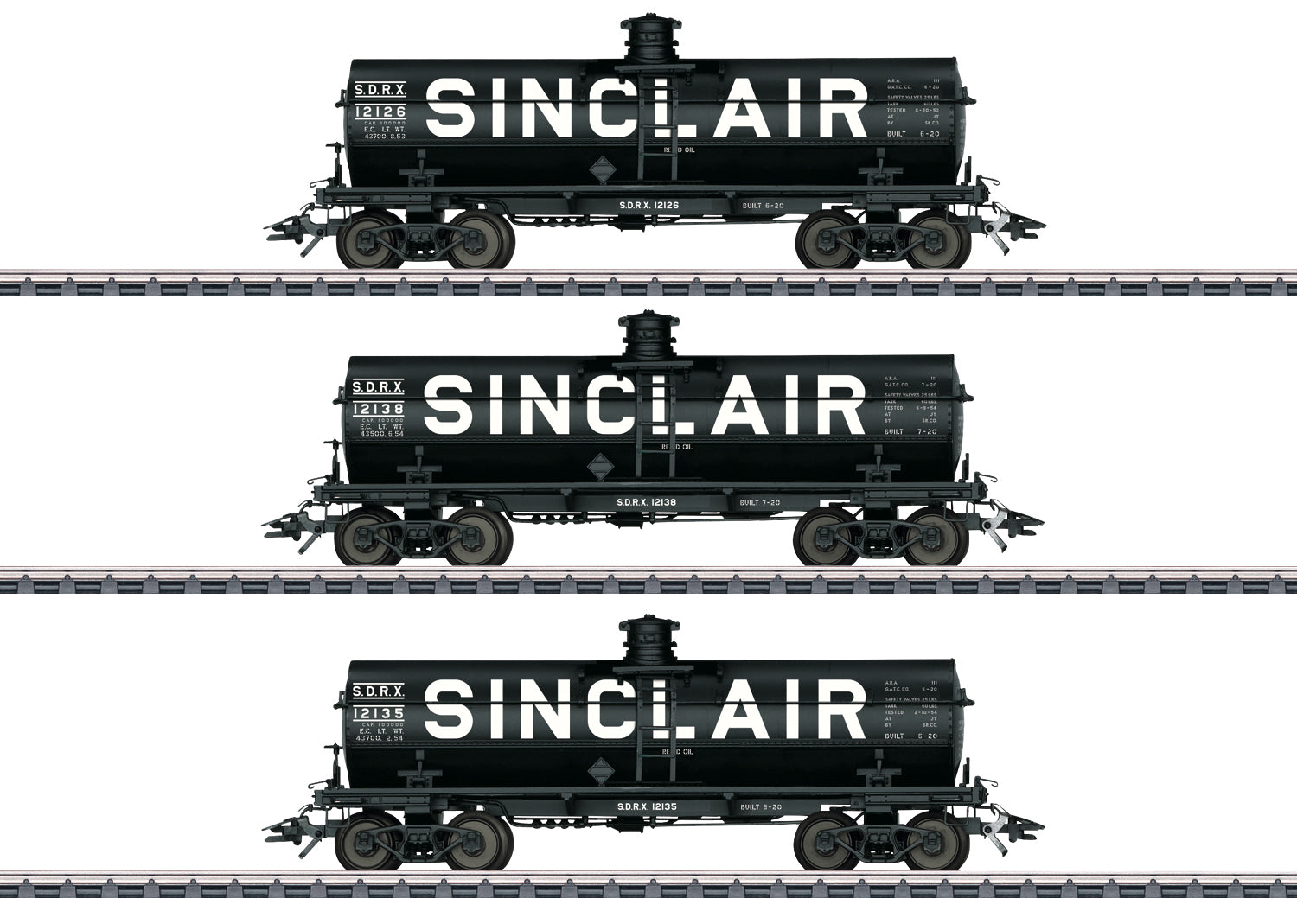 Marklin 45664 HO Sinclair Tank Car #12126, #12138, #12135 - 3-Rail (Pack of 3)