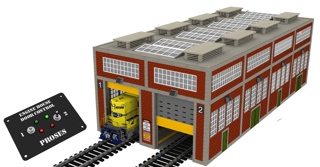 Bachmann 39114 O Dual-Stall Modern Engine House with Motorized Doors Kit