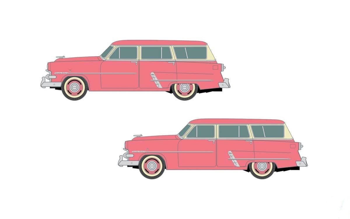 Classic Metal Works 50403 N Mini Metals Flamingo Red 1953 Ford Station Wagons
