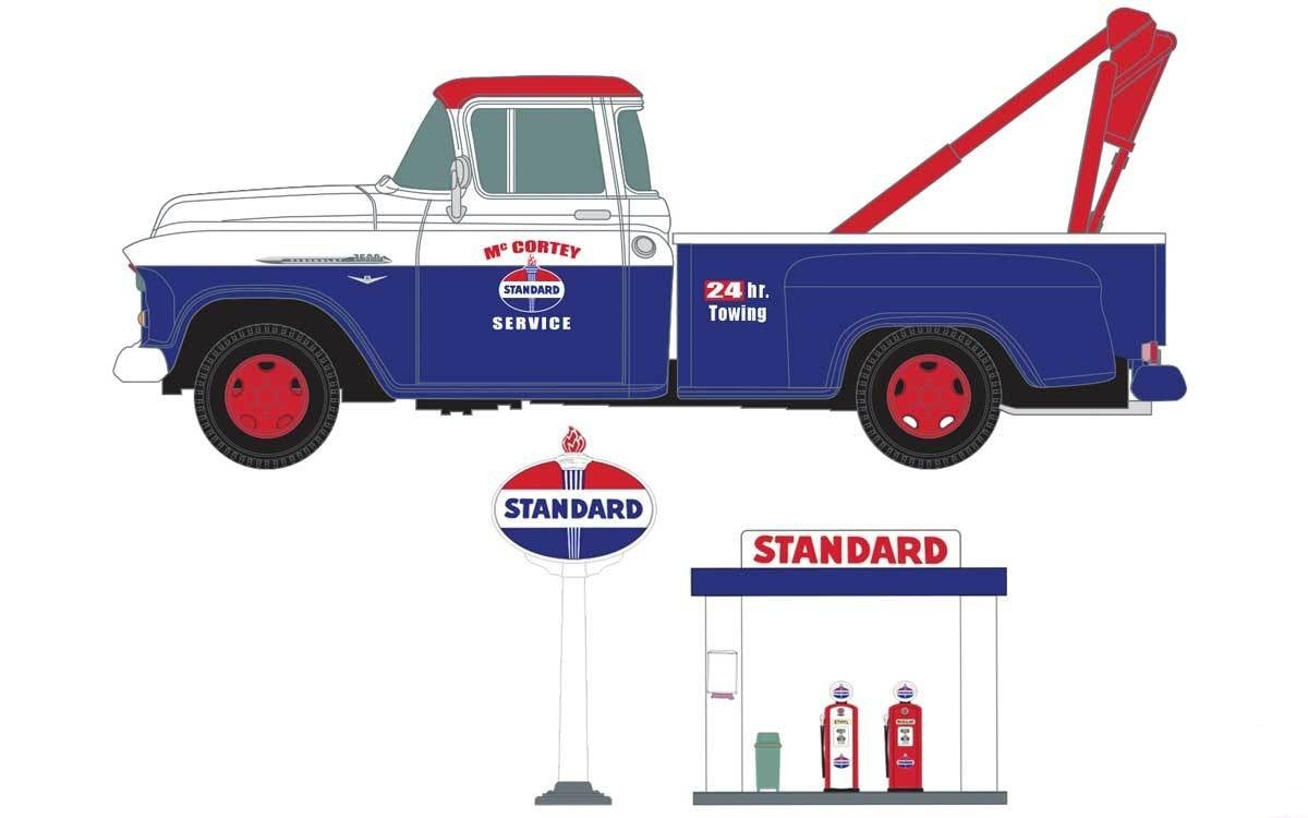 Classic Metal Works 40011 HO Mini Metals Standard Oil 1955 Chevy Tow Truck