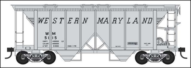 Bowser 42777 HO Western Maryland 70-Ton 2-Bay Covered Hopper Car #5115