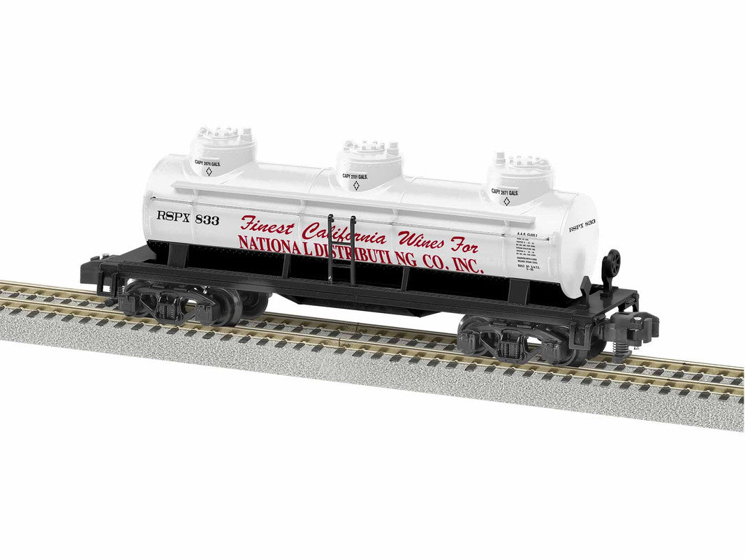 American Flyer 1919291 S National Distributing 3 Dome Tankcar #833