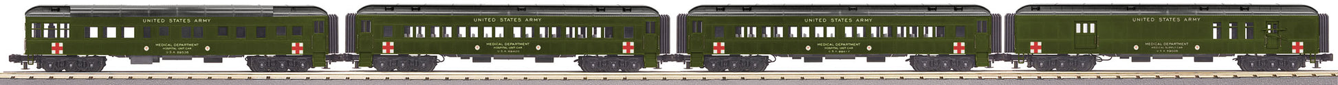 MTH 30-69330 O U.S. Army 60' Madison Passenger Car Set (Set of 4)