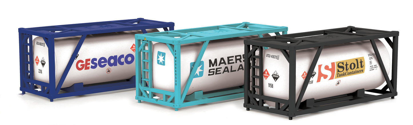 MTH 20-95376 O GE Seaco/Maersk/Stolt 20' Tank Container Set (Set of 3)