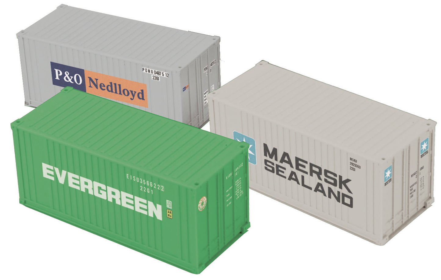 MTH 20-95377 O Evergreen/Maersk/P & O 20' Container Set