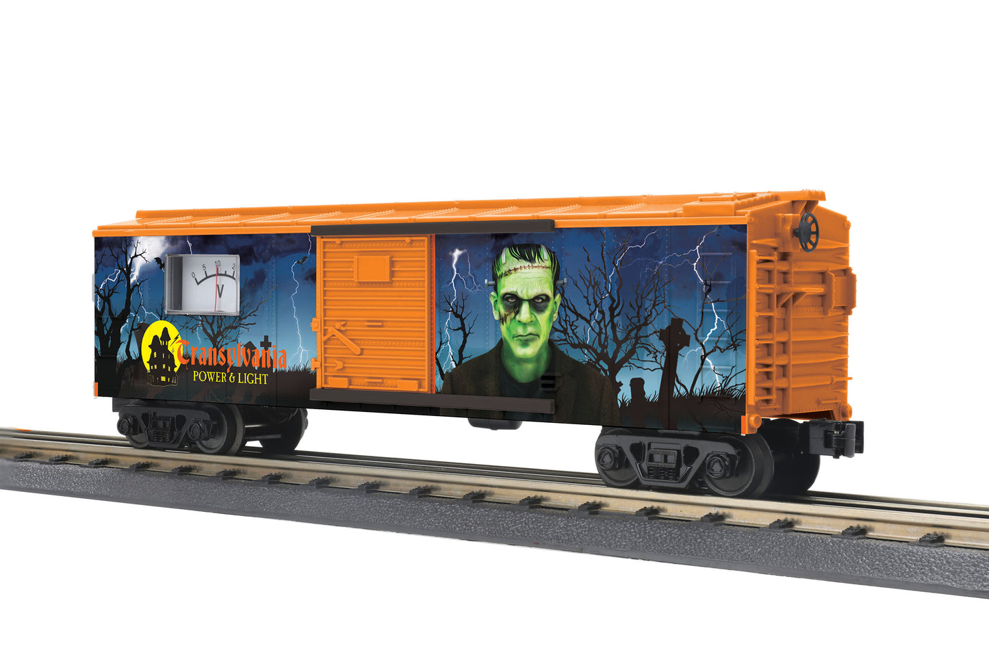 MTH 30-74967 O Transylvania Power & Light Frankenstein Box Car w/Power Meter
