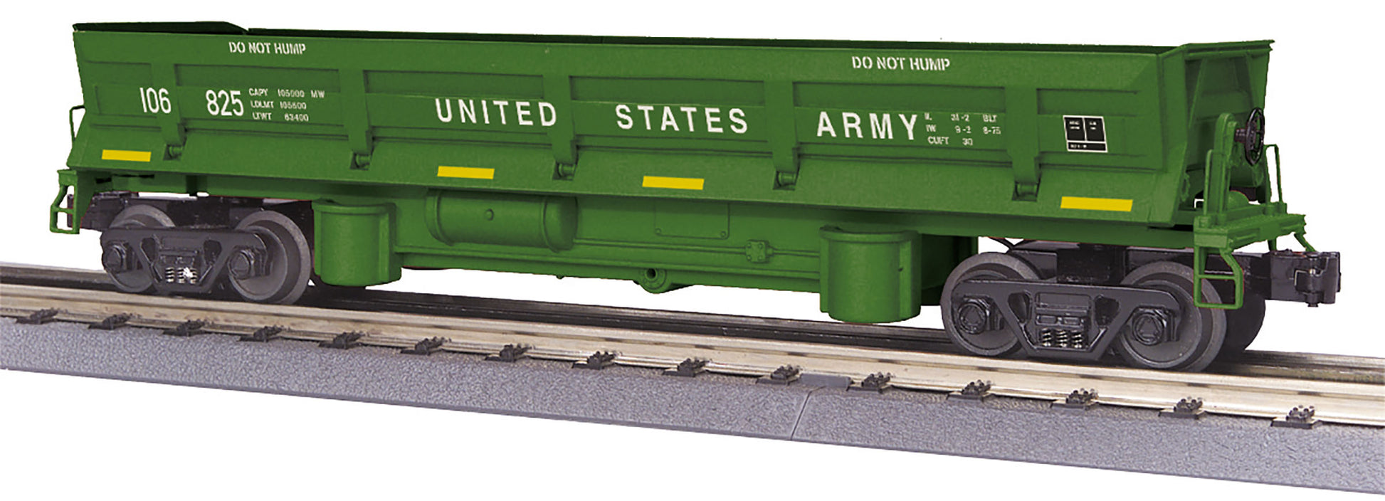 MTH 30-79590 O U.S. Army Dump Car with Operating Bay #106825
