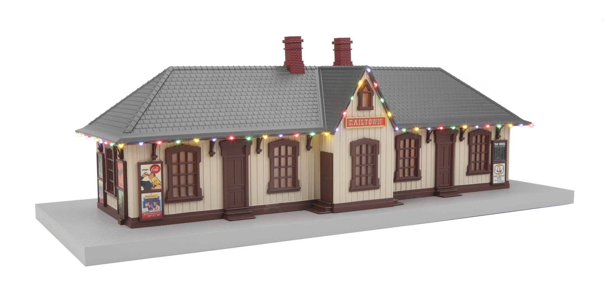 MTH 30-90611 O Railtown Country Passenger Station w/ Operating Christmas Lights