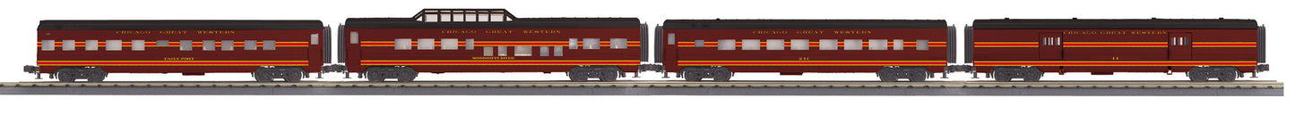 MTH 30-68144 O Chicago Great Western 60' Streamlined Passenger Set (Set of 4)
