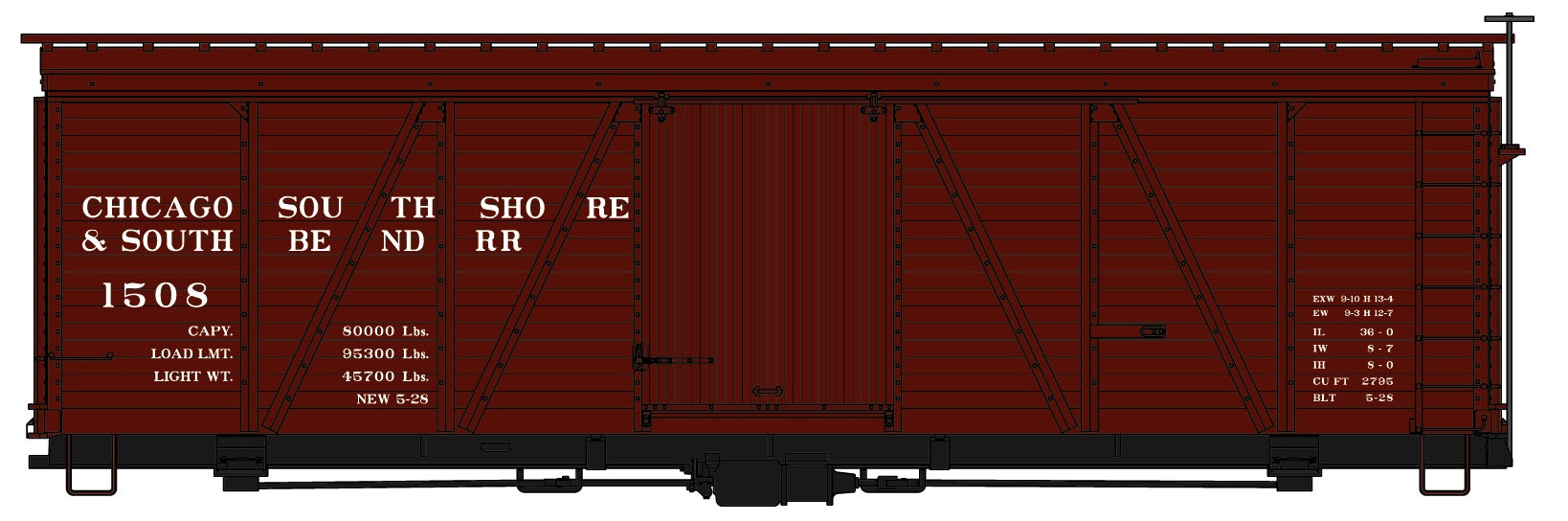 Accurail 1164 HO Chicago, South Shore & South Bend 36' Fowler Wood Boxcar #1508