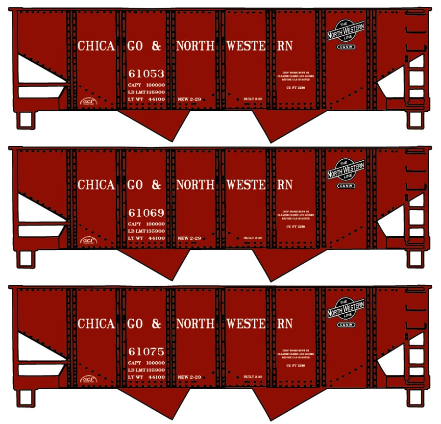 Accurail 1230 HO Chicago & North Western USRA Hoppers (Pack of 3)