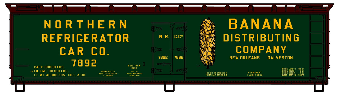 Accurail 4857 HO Northern Reefer Co. Bananas 40' Wood Reefer Car # 7892 Kit