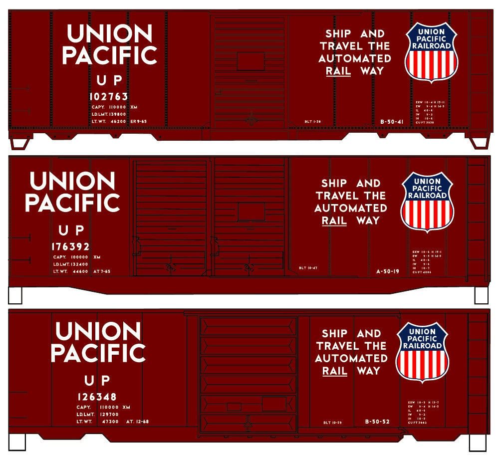 Accurail 8115 HO Union Pacific Ship & Travel 40' Steel Boxcar 3-Pack