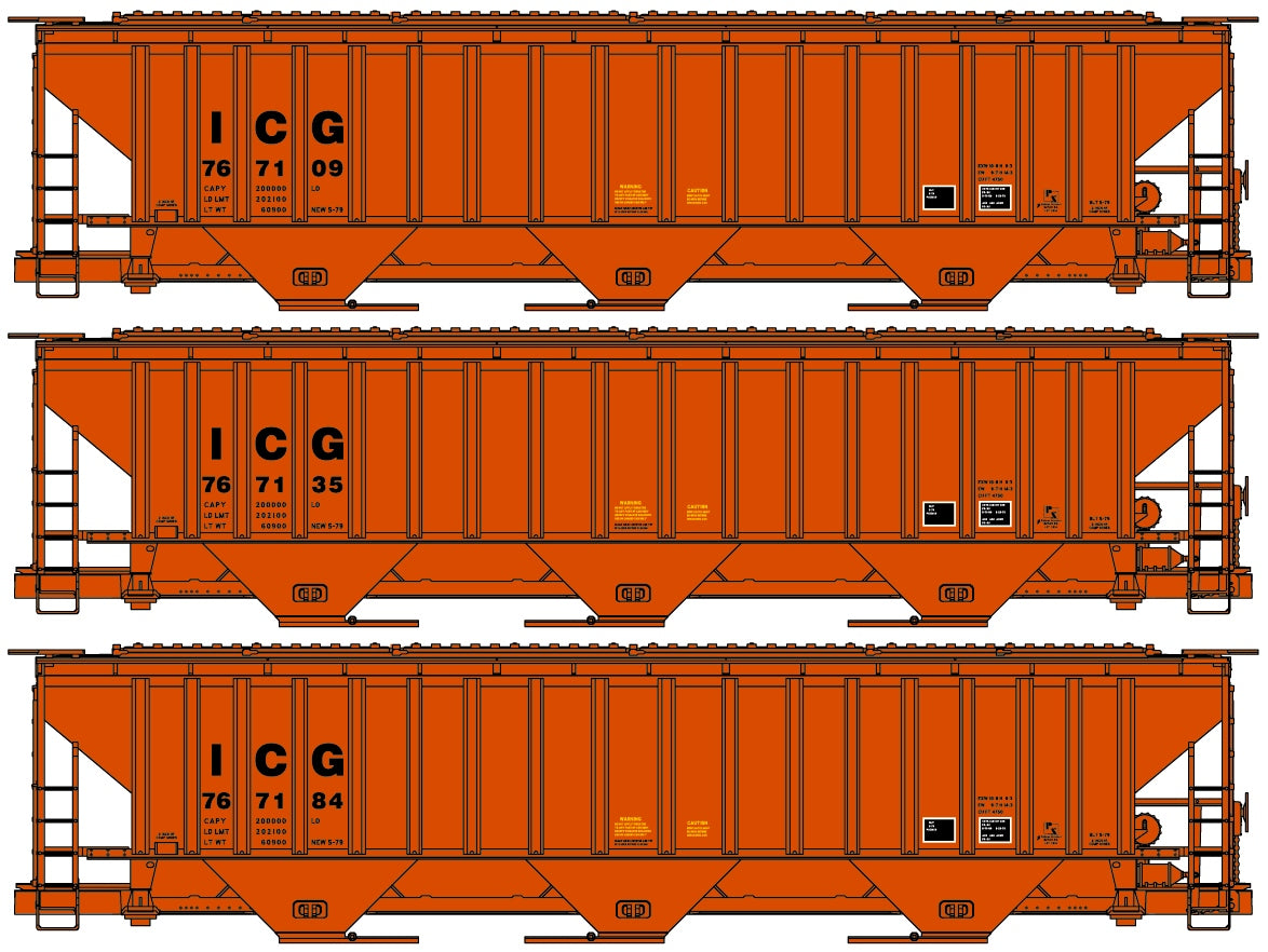 Accurail 8119 HO Illinois Central Gulf PS Covered Hopper Cars (Pack of 3)