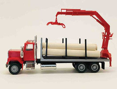 Herpa 6591 HO GMC Straight Log Truck with Crane and Log Load Assembled