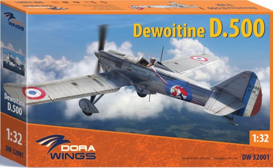 Dora Wings DW32001 1:32 Dewoitine D.500 Monoplane Fighter Aircraft Plastic Kit