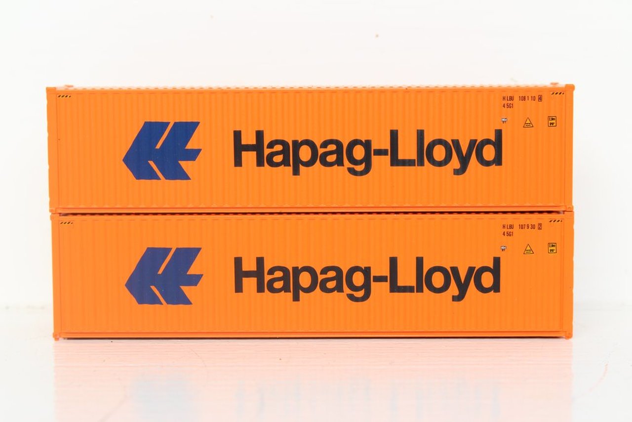 JTC Model Trains 405024 N Hapag-Lloyd 40' Hi-Cube C.S. Container (Pack of 2)