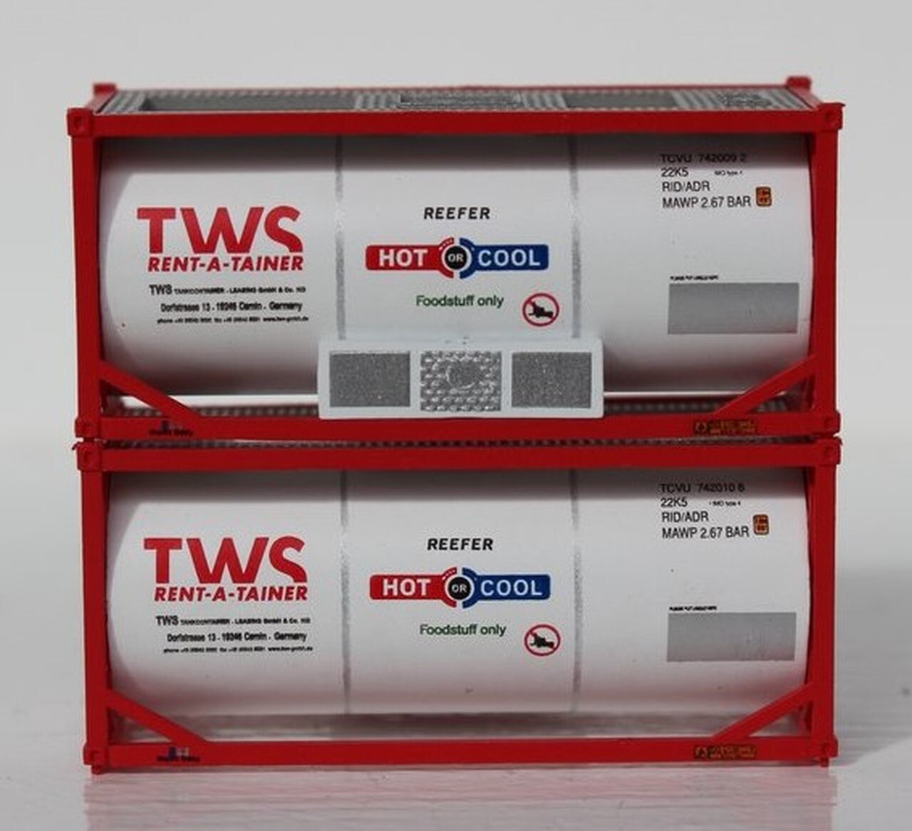JTC Model Trains 205211 N TWS Rent 20' Standard Tank Container (Pack of 2)