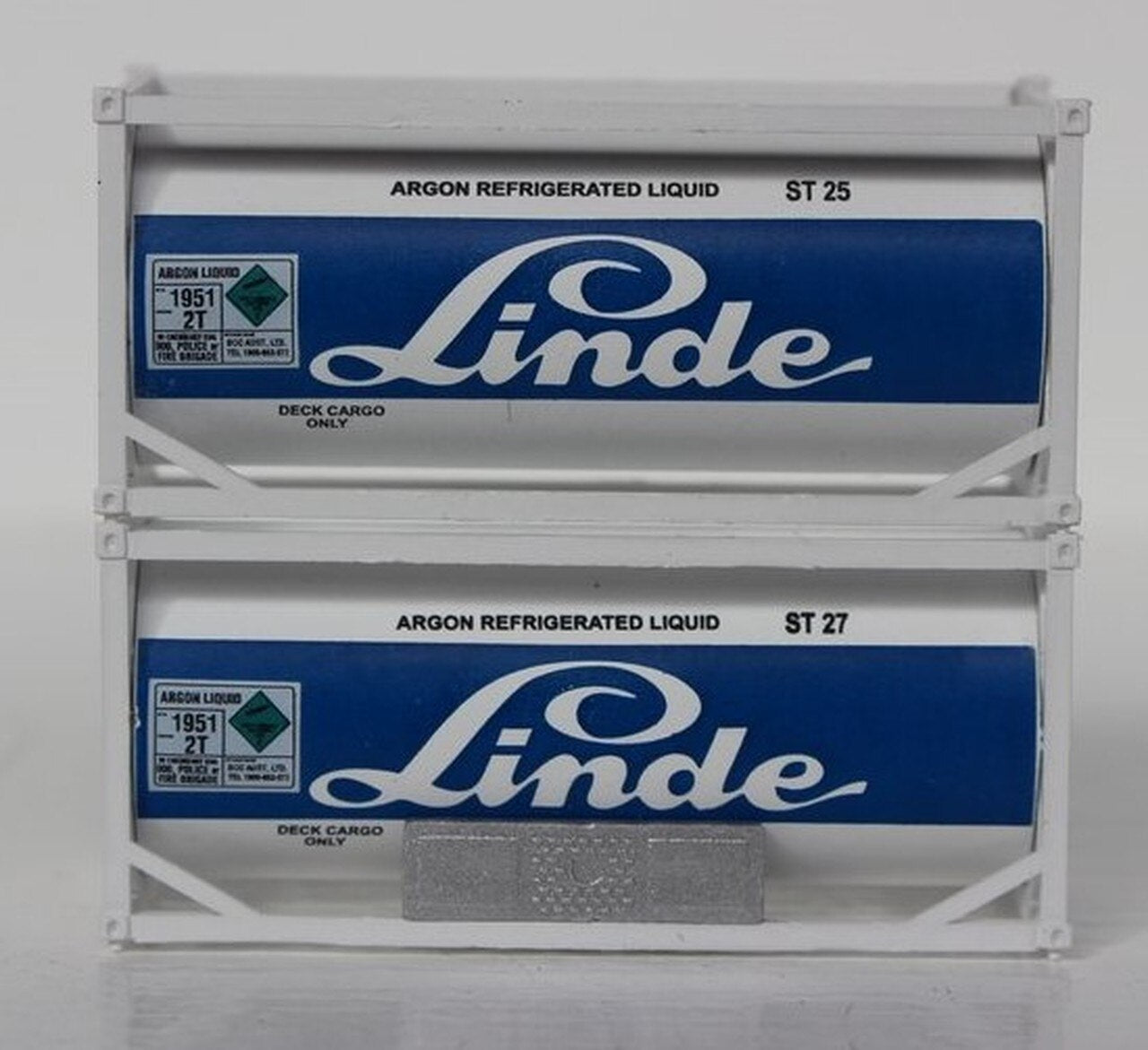 JTC Model Trains 205215 N Linde 20' Standard Tank Container (Pack of 2)