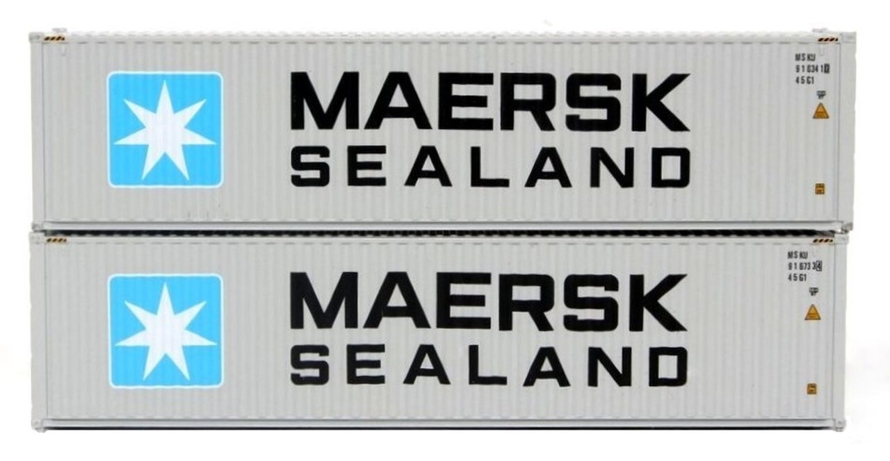 JTC Model Trains 405034 N Maersk Sealand 40' Hi-Cube C.S. Container (Pack of 2)