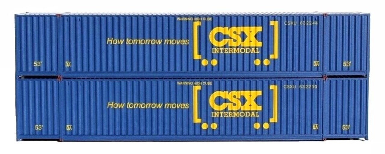 JTC Model Trains 535007 N CSX 53' Corrugated Hi-Cube Container (Pack of 2)