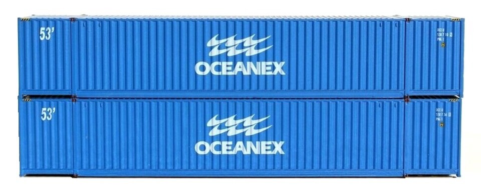 JTC Model Trains 535010 N Oceanex 53' Corrugated Hi-Cube Container (Pack of 2)
